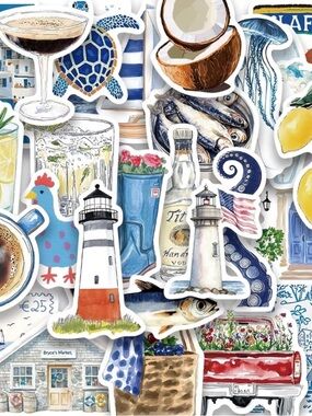 50 Coastal Chic Stickers Mediterranean Summer Beach Aesthetic Nautical
